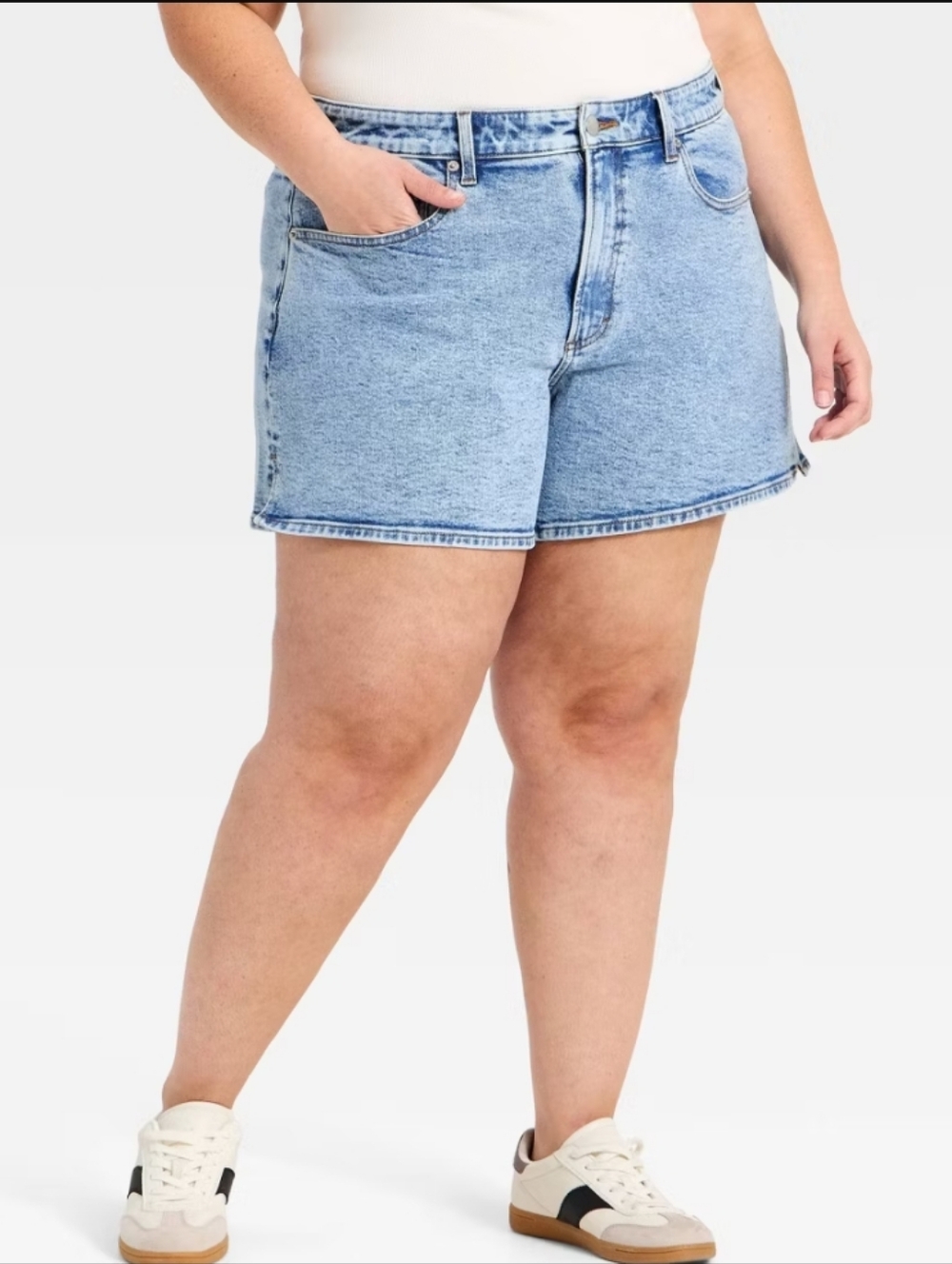 New Ava & Viv Light Wash Denim Midi Shorts Size 26W Plus Size